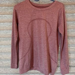 EUC Sz 8 Lululemon Swiftly Relaxed-Fit Long Sleeve Shirt - Heather Pink color